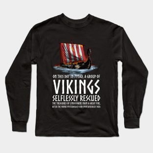 Viking Longship - Lindisfarne - Medieval Norse History Long Sleeve T-Shirt